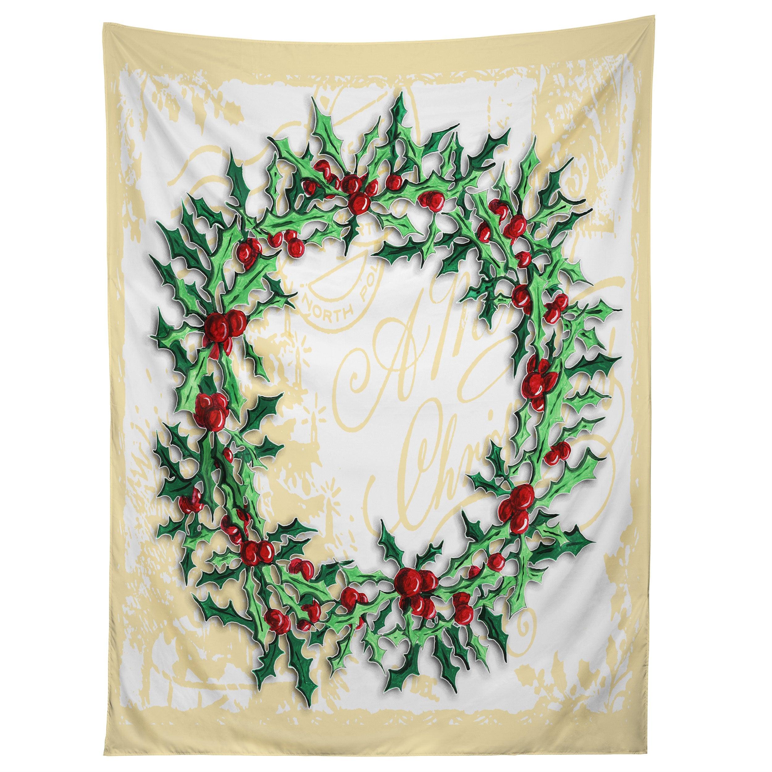 HOLLY WREATH tapestry 75x100