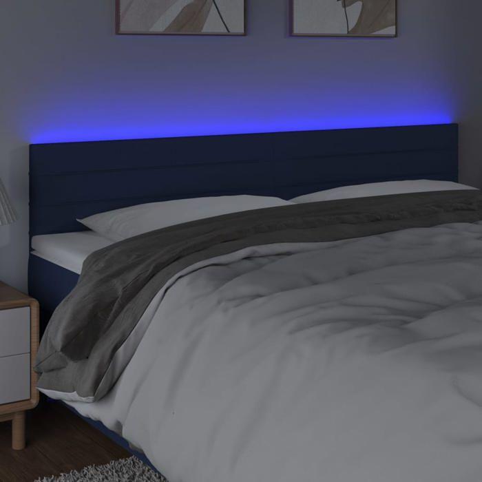VidaXL Tête de Lit à LED Meuble de Chambre à Coucher Accessoire de Lit Double Tête de Cadre de Lit Intérieur Bleu 3121764