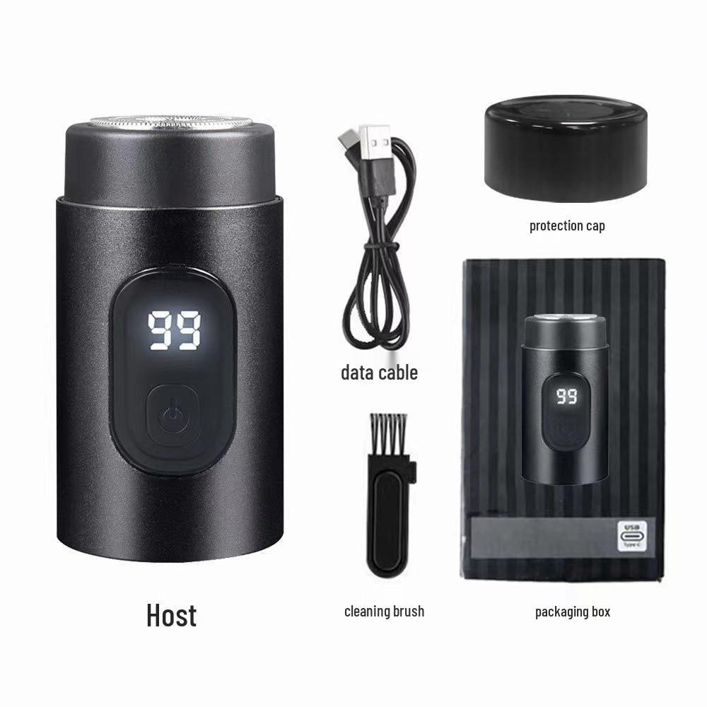 Mini USB Beard Shaver: Portable High Power Razor with Digital Display and German Steel Blades.