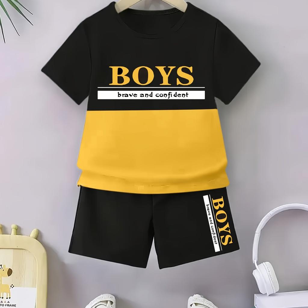Two-Piece Set for Boys, Suitable for Spring And Summer, Featuring Sporty Short Sleeves And Shorts