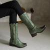 Gothic Runde Zehe Cool Winter Olivgrün Damen Schuhe Kampfstiefel Reißverschluss Mid-calf Damen Reitstiefel