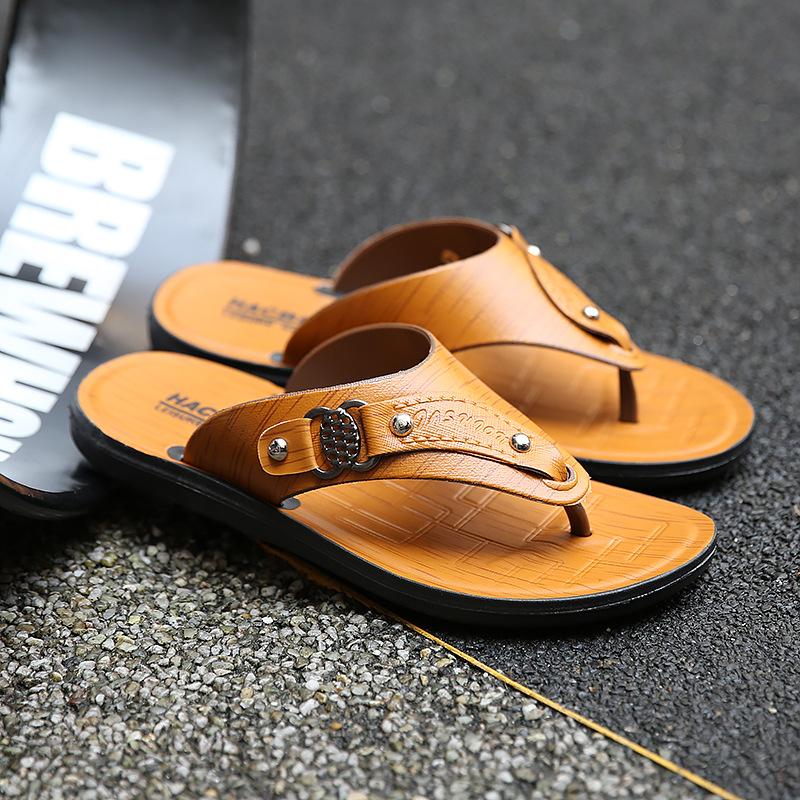 

2025 summer flip-flops men s pinch sandals men s sandals toe beach shoes men s non-slip slippers men s soft soles 44