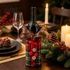 Reusable Wine Bottle Decorations Christmas Sweater Cover, Faux Fur Collar And Button Covers Coat Design Plaid Clothes for Party Decoration Holiday