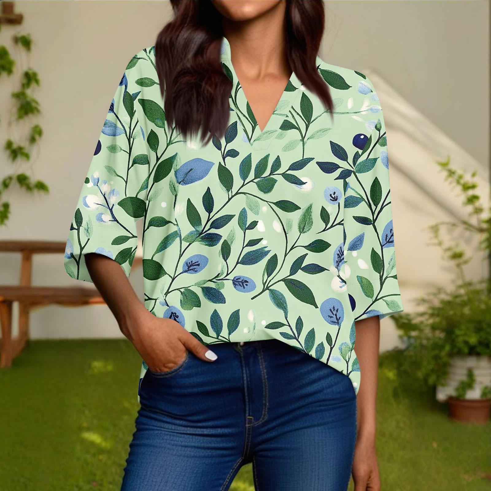 

Женская модная повседневная рубашка с V-образным вырезом и рукавами 3/4, пуловер XL