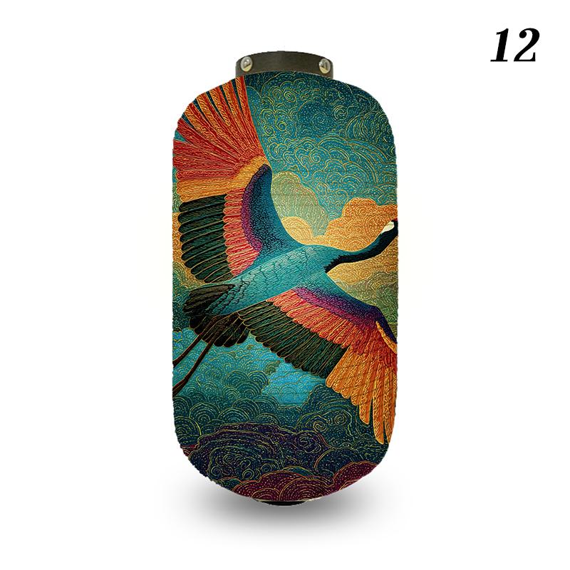 Japanese Style Lantern Ukiyo-e Style Flying-crane Printed Outdoor Bar Bistro Lantern Sushi Restaurant Hanging Lantern Decoration