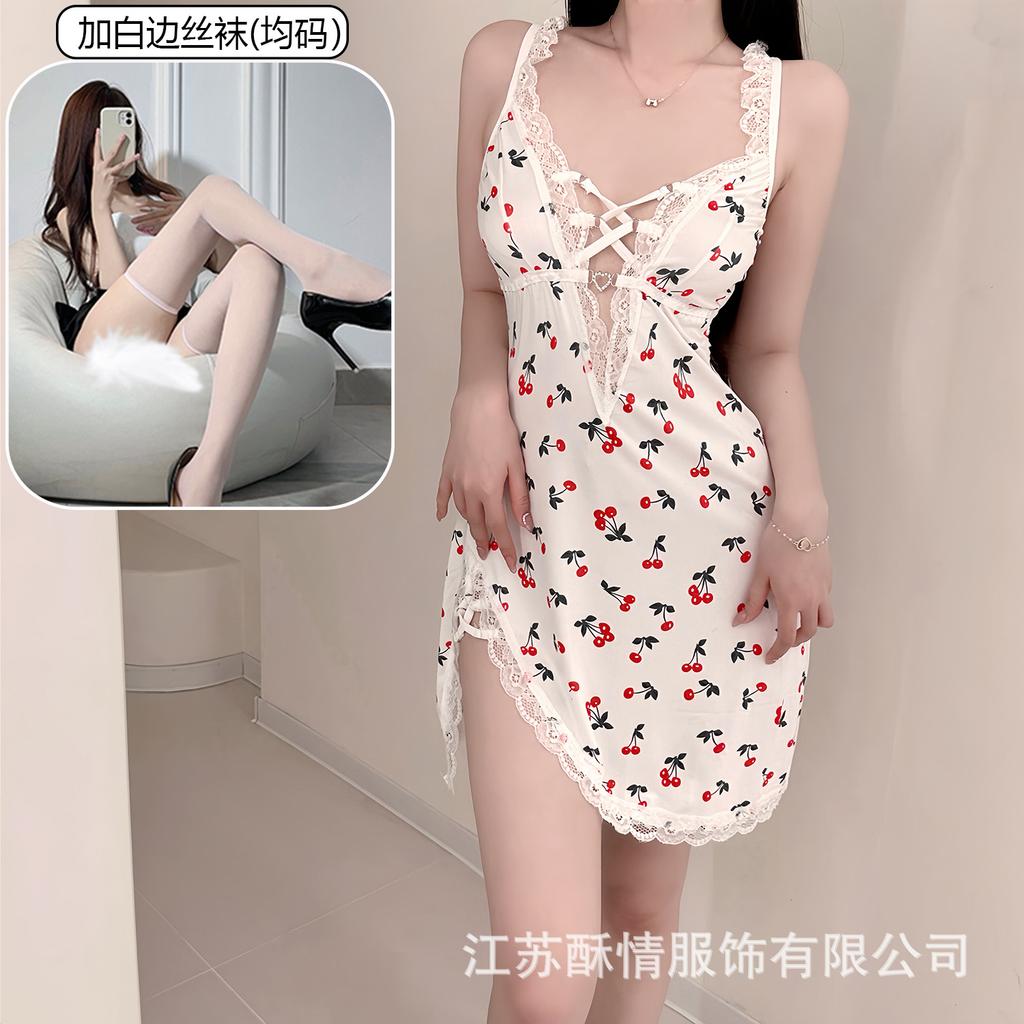 Sex lingerie pure desire cherry sexy women's bed small chest plus chest pad passion uniform seduction suit