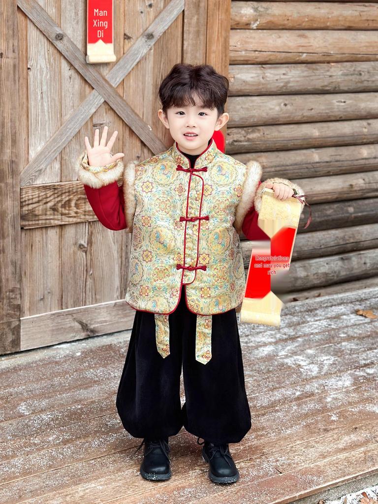 Boy's Tang Suit: Festive Chinese New Year Winter Outfit for Young Masters