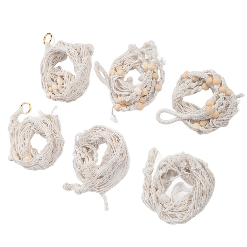 6er Pack Makramee Pflanzenampel Baumwolle Blumentopfhalter Indoor Hängepflanzkorb mit Holzperlen
