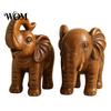 Traditional Chinese Craft Elephant Figurine Ornament, Resin Wood Grain Statue, Auspicious Entryway Decorative Accent Animal Sculpture for Home Office