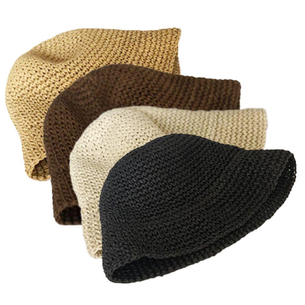 

Holiday Vacation Women s Fashion Sunscreen Hats Fisherman Hat Hand-woven Bucket Straw Beach Hat