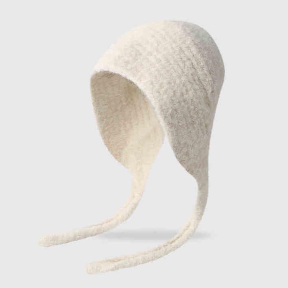 Thickened Ear Protection Hat Windproof Knitted Beanies Bonnet Cute Plush Earmuffs Cap  Women