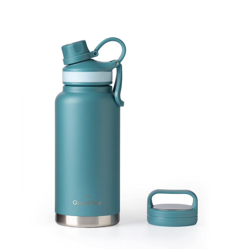 GRANDTIES Premium Vacuum Insulated Stainless Steel Wide Mouth Water Bottle, 946ml, Available In 9 Colors, Includes Two Lids & Easy-to-Clean Large
