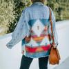 Women Loose Casual Denim Jacket Female Jacket Long Sleeve Black Trim Coat With Pockets
