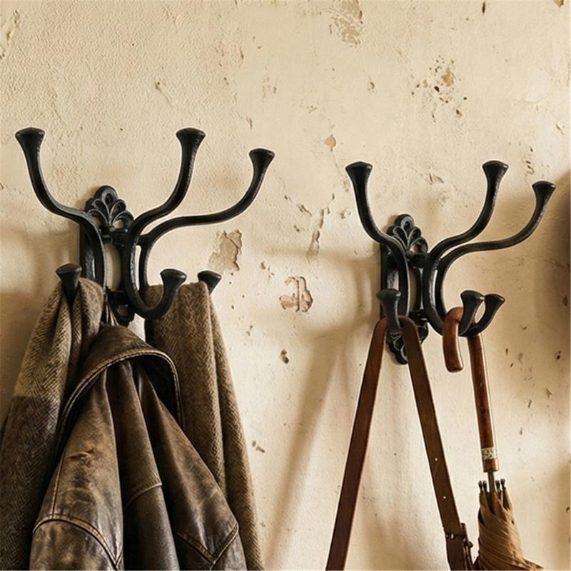 Practical Wall Mounted 3 Hook Hanger For Clothes Storage Clothing Key Coat Organizer For Entryway Closet Or Offices