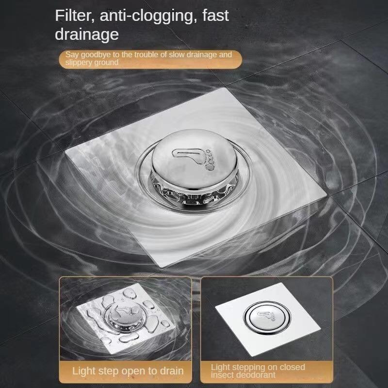 Stainless Steel Floor Drain Anti-odor Sealing Cover Press-type Foot-stepping Bouncing Core Sewer Anti-odor Universal Floor Drain