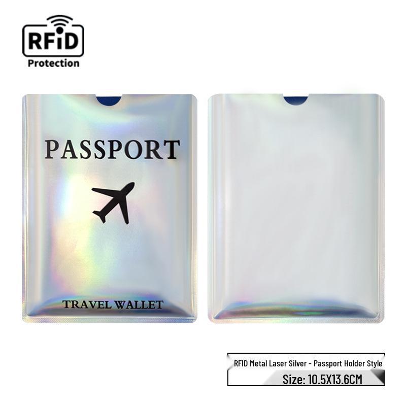 Cross-Border Anti-Theft RFID Blocking Passport Holder - Magnetic Protection, Gold/Silver/Black Map Design