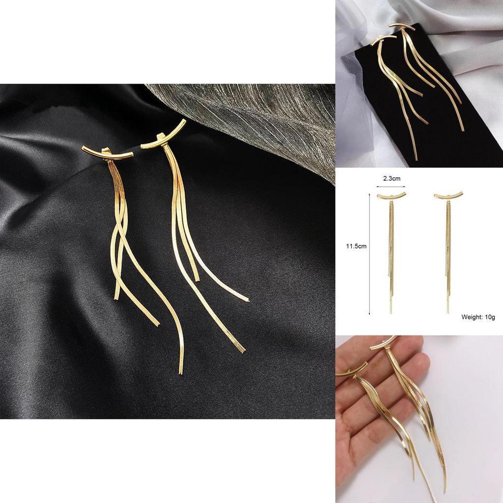 Elegant Metal Drop Earrings With Snake Bone Chain For Fashionforward Unisex Jewelry