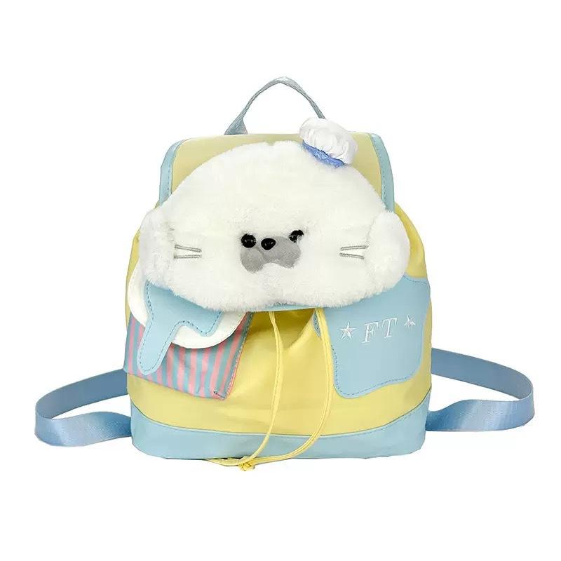 

Рюкзак студенческий мультяшный с куклой щенком в стиле Леса Выдры на шнурке Otter Plush