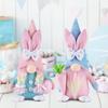 Faceless Bunny Doll with Radish-Colored Egg Ornament for Easter Party Décor