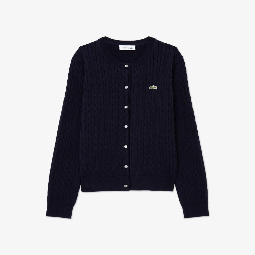 [lacoste] Women's Cable Long Sleeve Cardigan AF218E-56GHDE