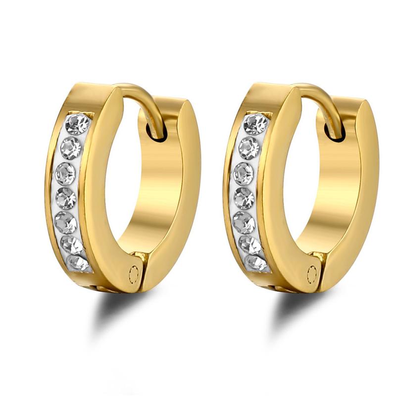 1/9 Pairs Unisex Punk Stainless Steel Crystal Cubic Zirconia Round Huggie Hoop Earrings for Men Women Daily Party Wear Jewelry