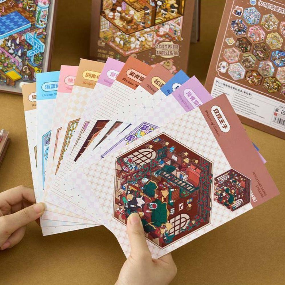 Landscape Stickers Scene Sticker Book Dream Town 4.0 Series Cottages Quiet Book  Scrapbooking