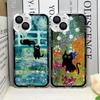 Retro Oil Painting Van-Gogh Flower Art Cat Phone Case for IPhone 16 15 11 13 12 Mini 14 Pro Max 7 8Plus SE X XS Soft Cover Shell