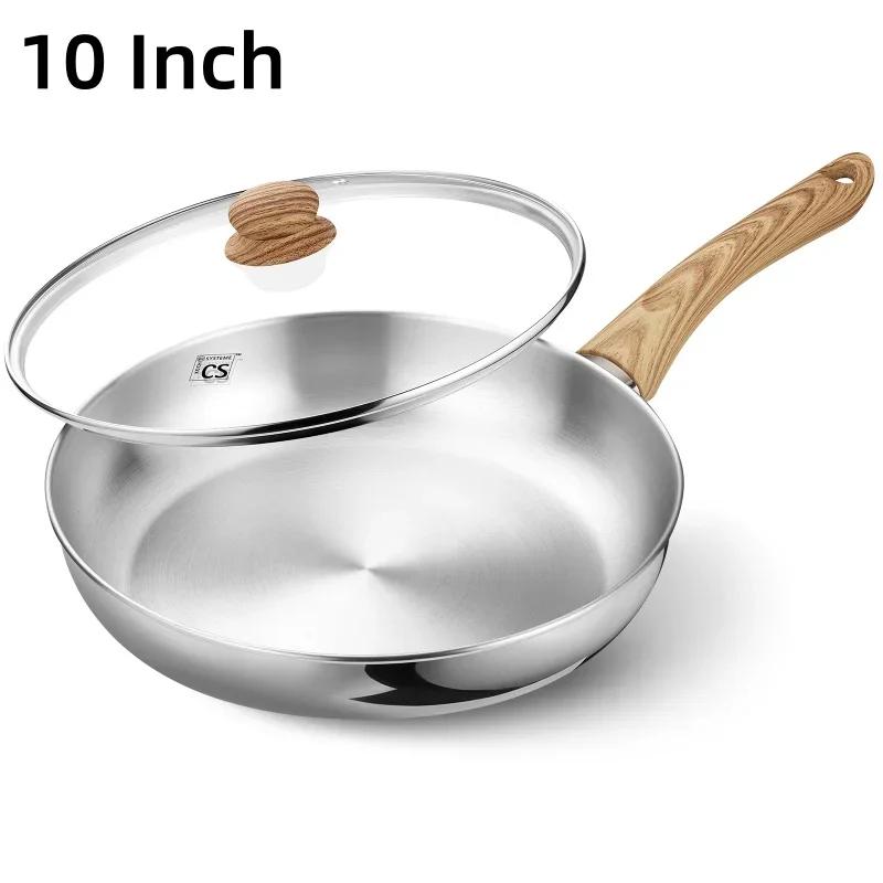 

KOCH SYSTEME CS Сковорода из нержавеющей стали с термостойкой бакелитовой ручкой, сковорода для яиц с крышкой для приготовления пищи, можно мыть в посудомоечной машине