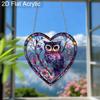2D Flaches Herz Acryl Eule Fensterdeko, Buntglas-Effekt Hängendes Ornament für Zuhause, Schlafzimmer, Küche, Niedliches Geschenk für Freunde & Familie
