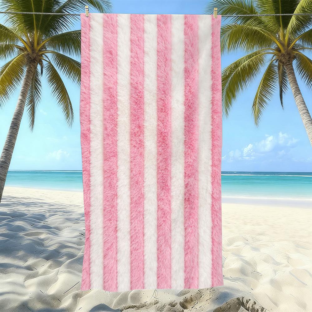 Populaire gestreepte bedrukte strandlaken Sneldrogend Zandvrij Volwassen Zwem Bad Handdoek Microvezel Handdoek