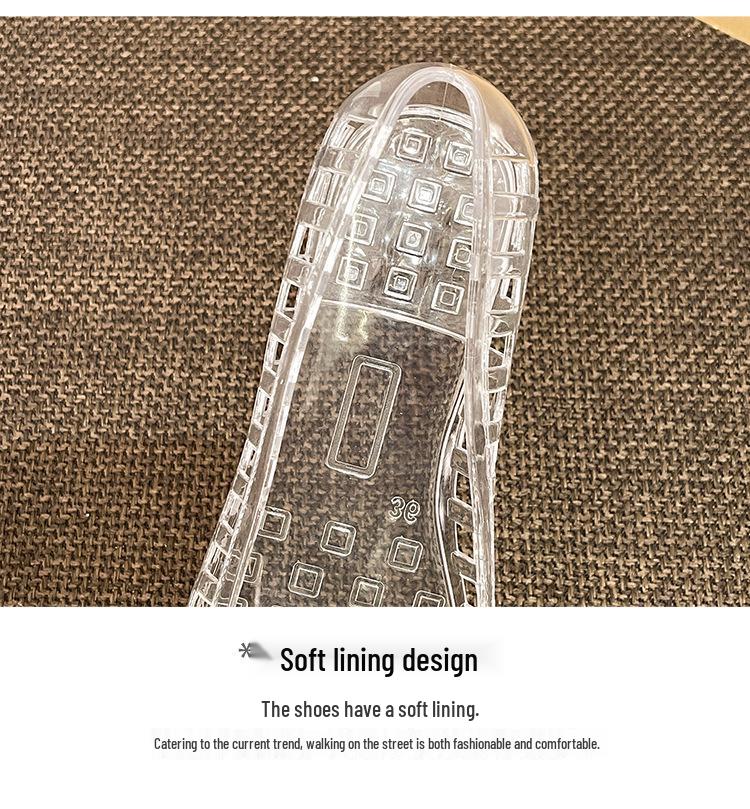 Fairy Style Transparent Jelly Flats: Closed Toe, Hollow Design for Summer Beach Vacations
