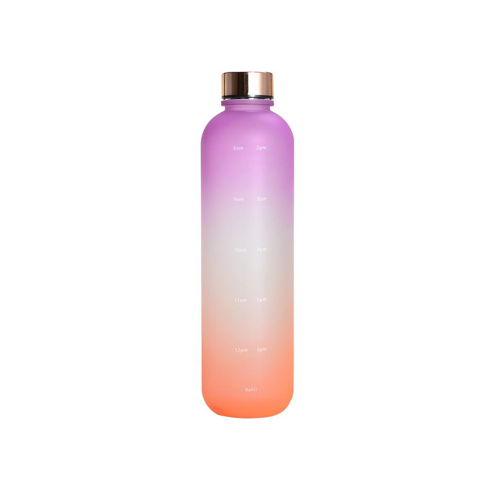 1l Water Bottle With Time Marker Gradient Frosted Plastic Cups Motivational Reusable Fitness Sports Outdoors Leakproof Bpa Free