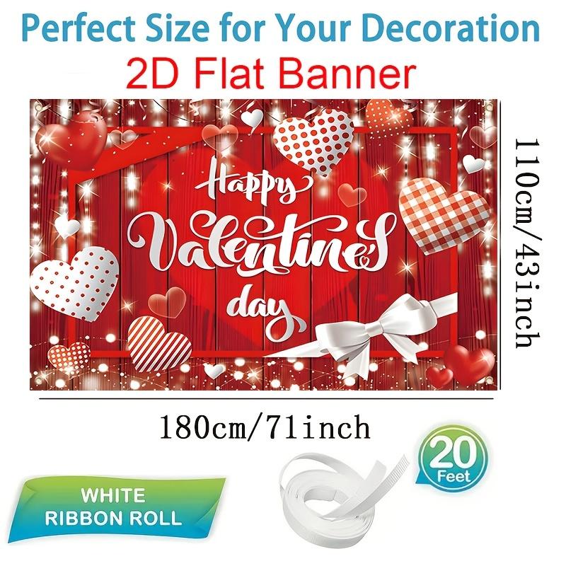 1Pcs Happy Valentines Day Red Heart Bow Decoration Background Romantic Backdrop Decorations For Photo Studio Photo Booth Party
