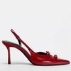 Luxury Brand Designer Pointed Toe Back Strap Heeled Sandals Women Sexy Red Thin Heels for Women Elegant Bow Party Dress Shoes