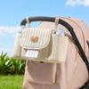 Zipper Embroidered Bag Large Capacity Quilted Diaper Handbag Solid Color Fluffy Stroller Nappy Bag Baby Diaper Caddy Organizer