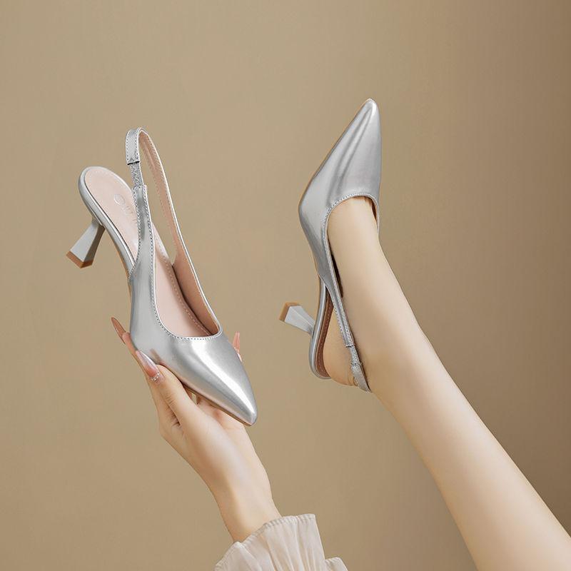 Silver Pointed High Heels Women'S Skirt Stiletto Single Shoes Temperament Versatile Bag Head Sandals Women