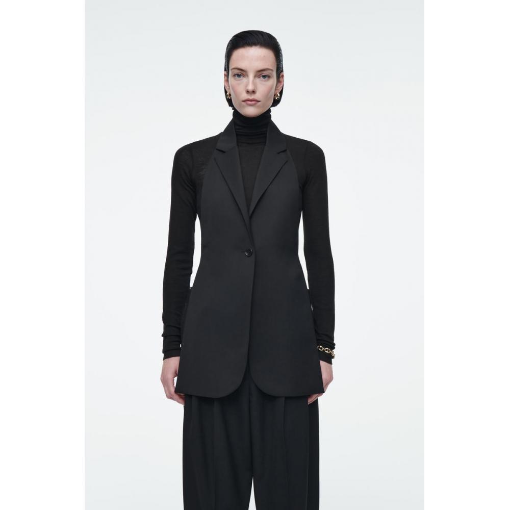 

Длинный жилет из шерсти COS Japan с открытой спиной Black/XSS