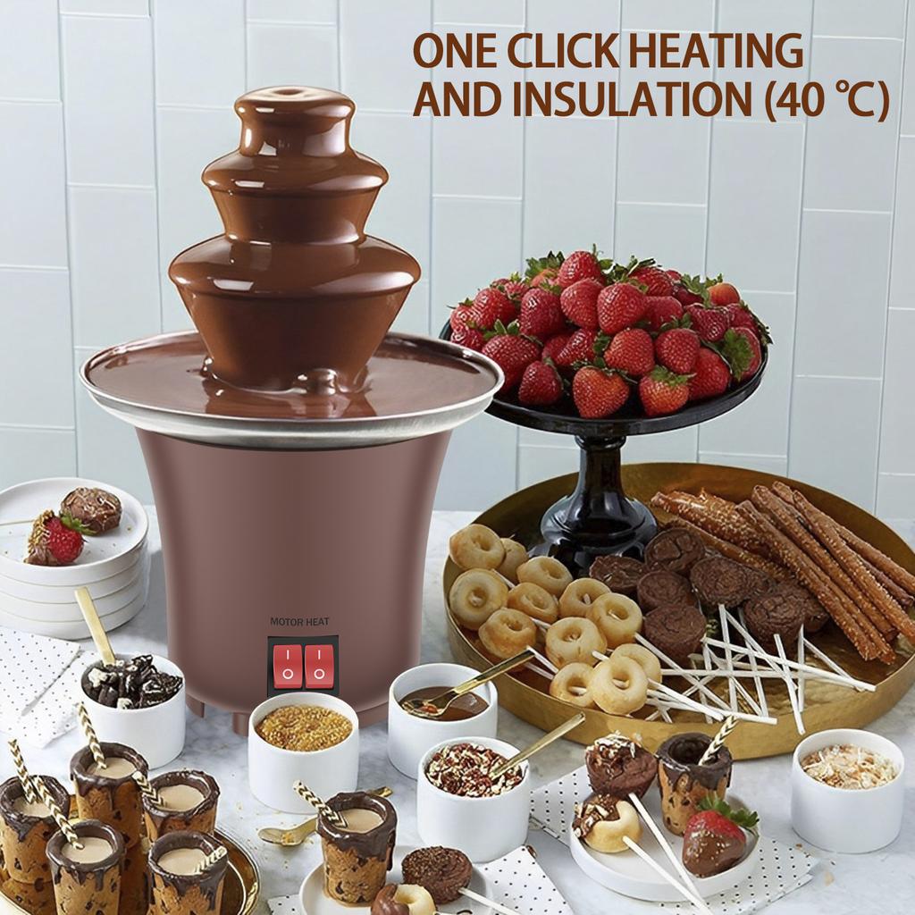 Čokoládová fontána 3-úrovňová syrová fontánová stroj Kapacita 10 oz čokolády Domáca elektrická čokoládová fondue fontána na sladkosti