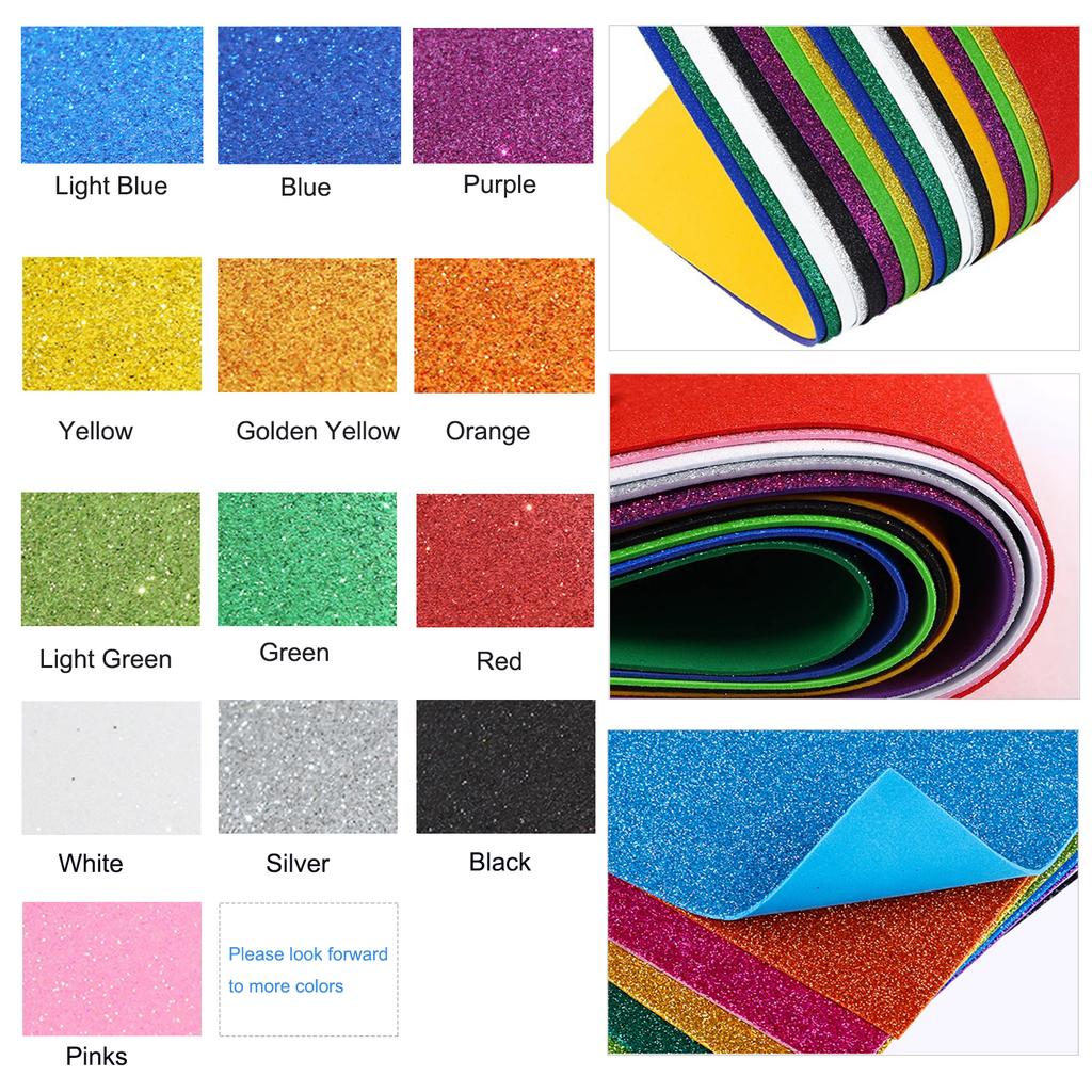 Sparkly foam sheets 40cm x 60cm, perfect for Christmas crafts, classroom bulletin board cutouts, hanging decorations, and DIY wedding favors