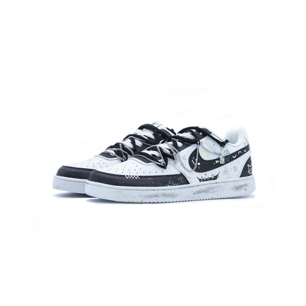 Nike Court Vision 1 Skateboard Shoes Women's Low Top Black/White DH3158-101(Team103-)