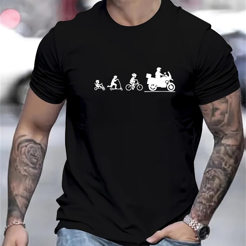 

Transportation Evolution Silhouette Print T-Shirt,Soft Breathable & Fade-Resistant, Classic Fit for Daily Casual Wear S