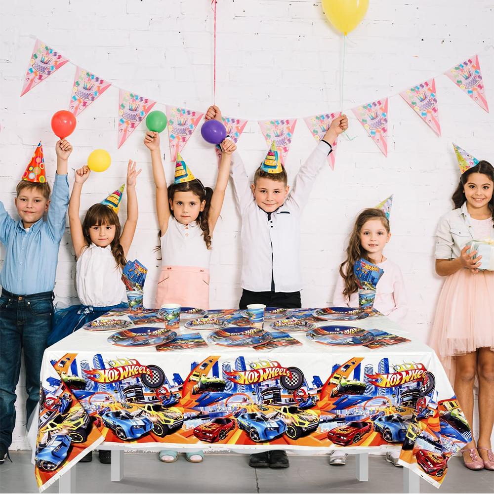 51pcs Hot Wheels Party Dinnerware Set Included Tablecloth Plates Napkins Cups