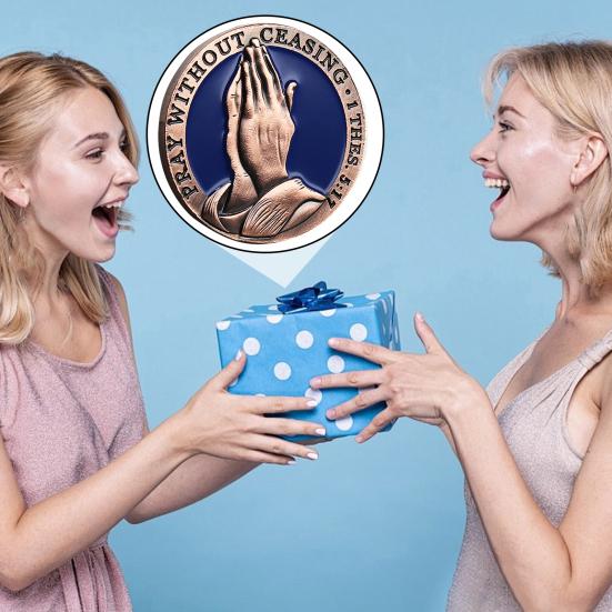 Christian Prayer Coin Pray Without Ceasing Sacred Scripture Companion Coin Metal Praying Hands Coin