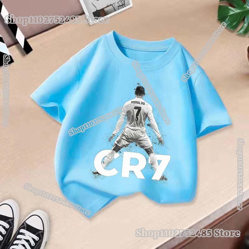 CR7 Cristiano Ronaldo Kids T-shirts Cartoon Clothes Shorts Sleeve Tee Football Star Printed Boutique Casual Tops Apparel Gifts
