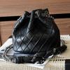 Mittelalterliche Beuteltasche, hochwertige Lammleder-Einschulter-Umhängetasche, echte Leder-Rauten-Drehketten-Tasche für Damen
