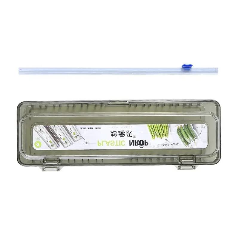 

Food Wrap Clear Film Dispenser Plastic Wrap Cutter Storage Box Sharp Cutter Transparent Refillable Aluminum Holder KitchenTool