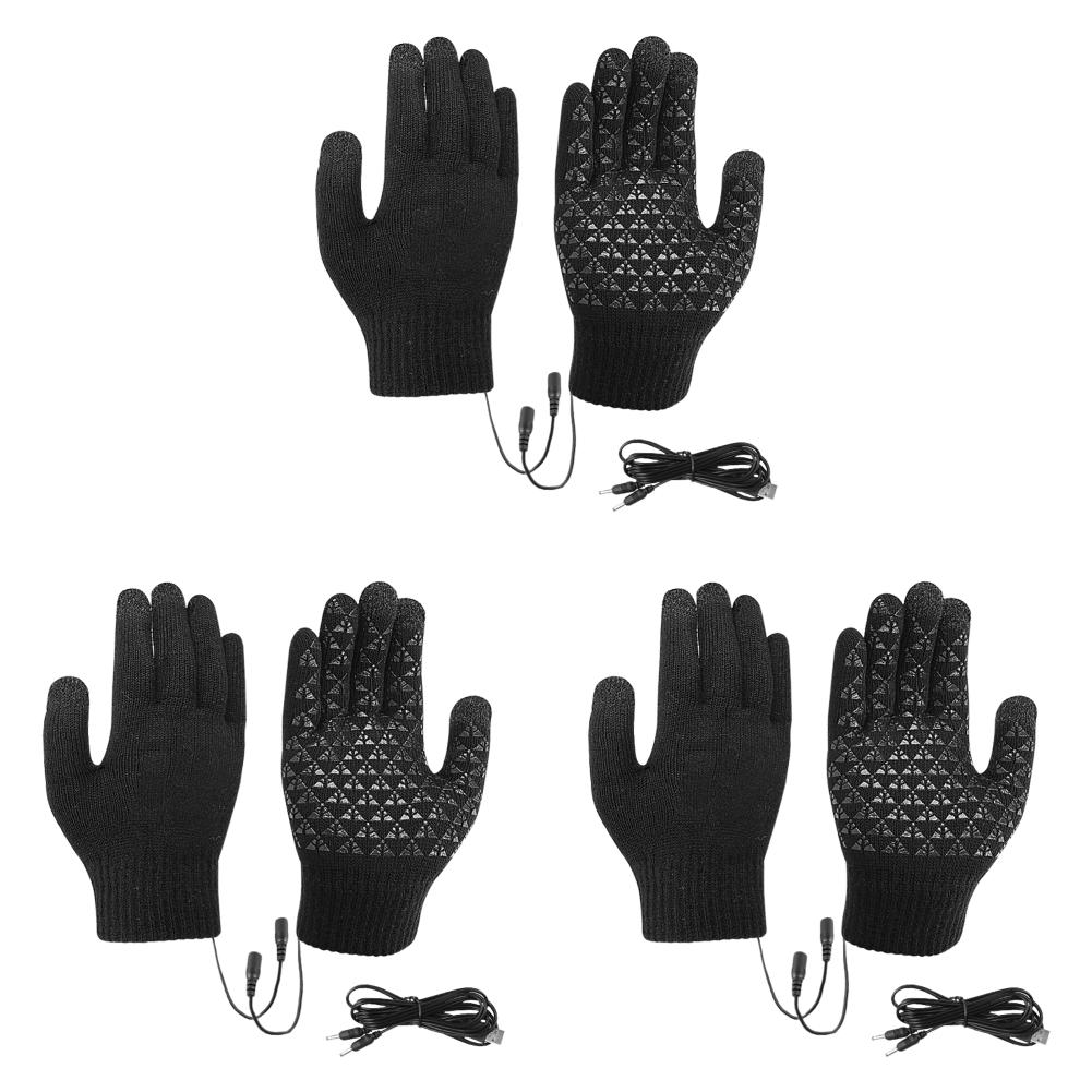 USB Heated Knitted Gloves Touch Screen Gloves Thicken Thermal Knitting Mitts Winter Cycling Gloves for Outdoor Sports Gloves