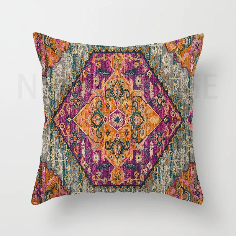 Red Moroccan Ethnic Style Short Plush Pillowcase Sofa Cushion Cover Home Decoration Can Be Customized for You 40x40 50x50 60x60