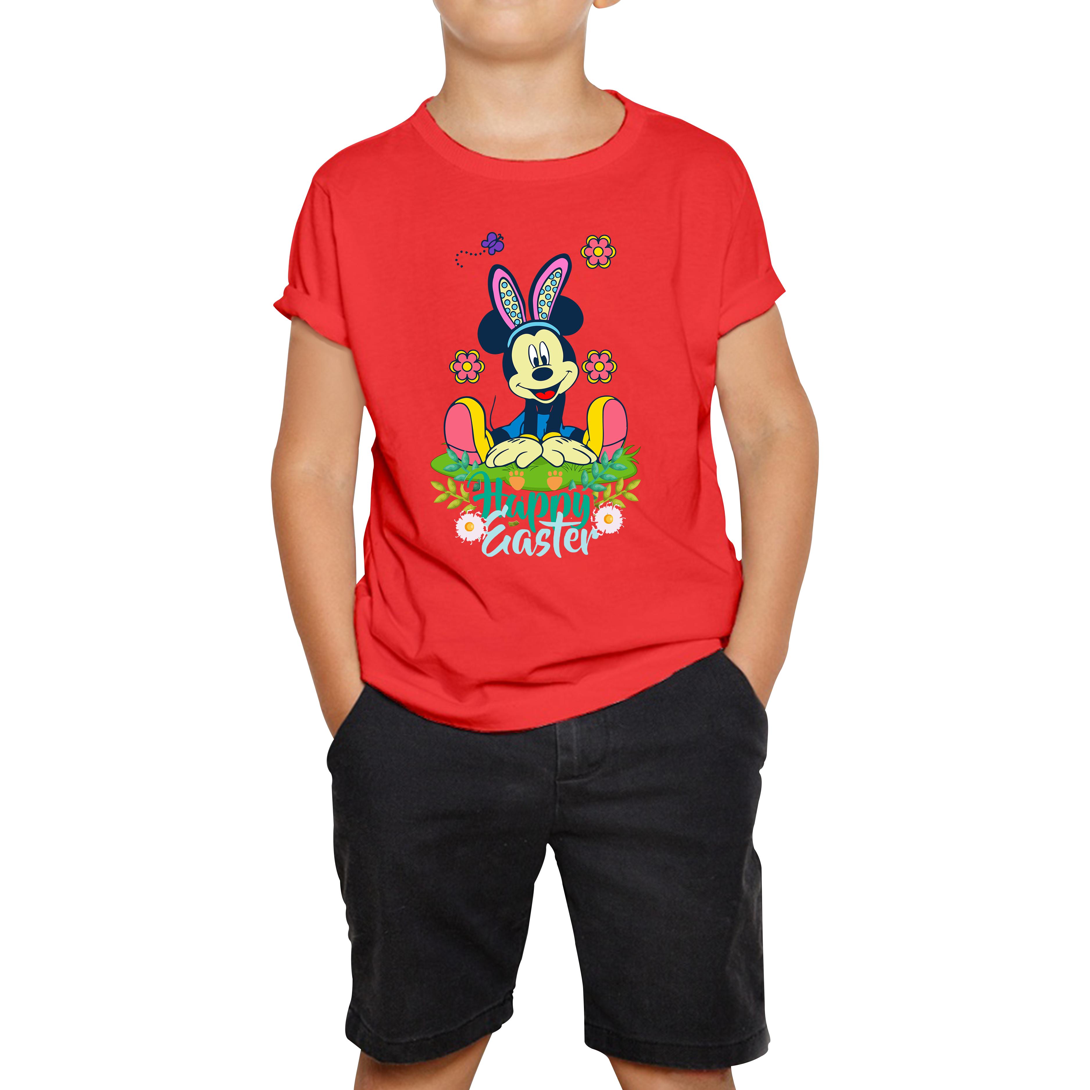 Happy Easter Mickey Mouse Bunny Easter Bunny Happy Easter Day Disney Land  Kids Tee 110