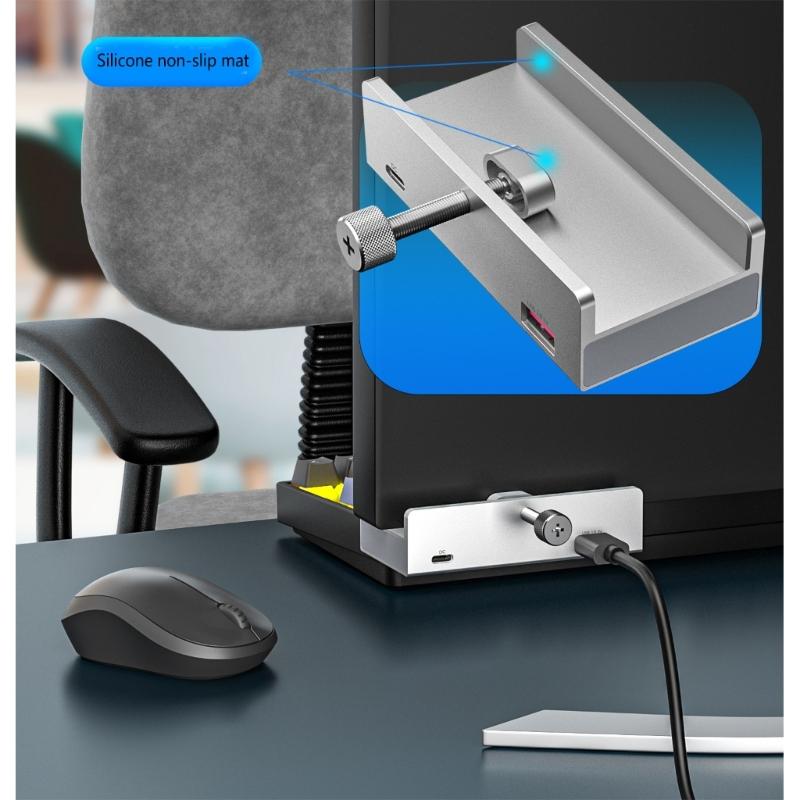 Aluminum Alloy Clamp Hub Type Type C USB Splitter Adapter 5Gbps Fast Speed Transmission Rate for Keyboards Mouse